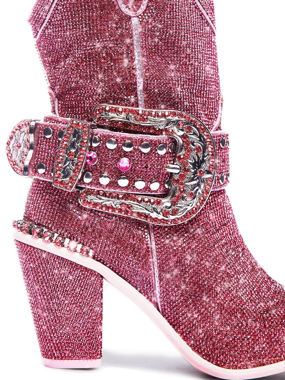 Pink Rhinestone Boot Heels NEW - Picture 9 of 10